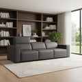 110" Dark Gray Top Grain Leather Reclining Metal USB Sofa