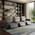 136" Dark Gray Top Grain Leather Reclining USB Sofa And Storage