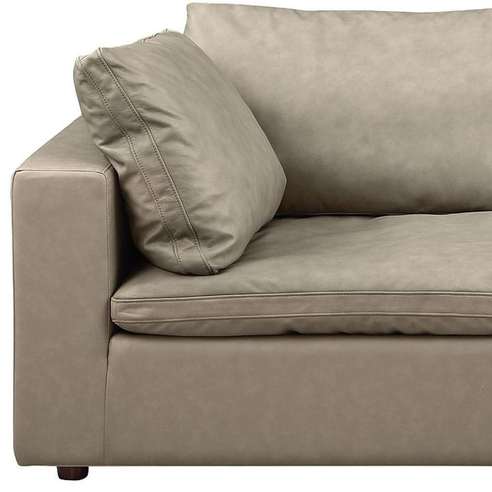 86" Cream and Brown Cotton Blend Loveseat