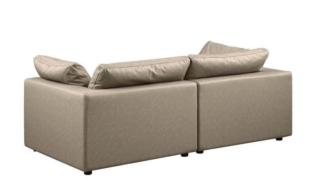 86" Cream and Brown Cotton Blend Loveseat