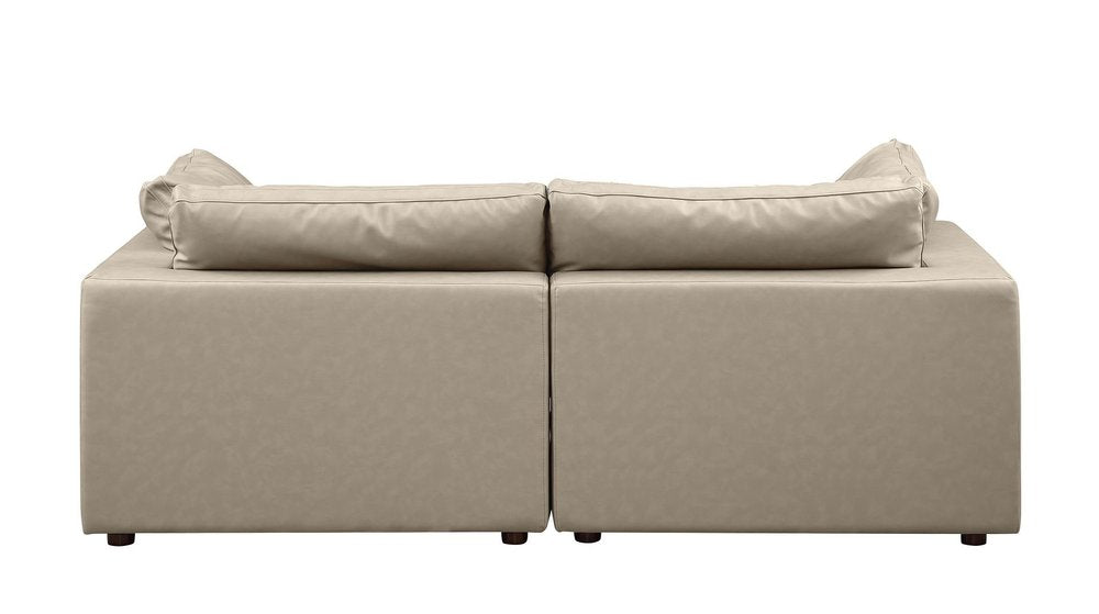 86" Cream and Brown Cotton Blend Loveseat