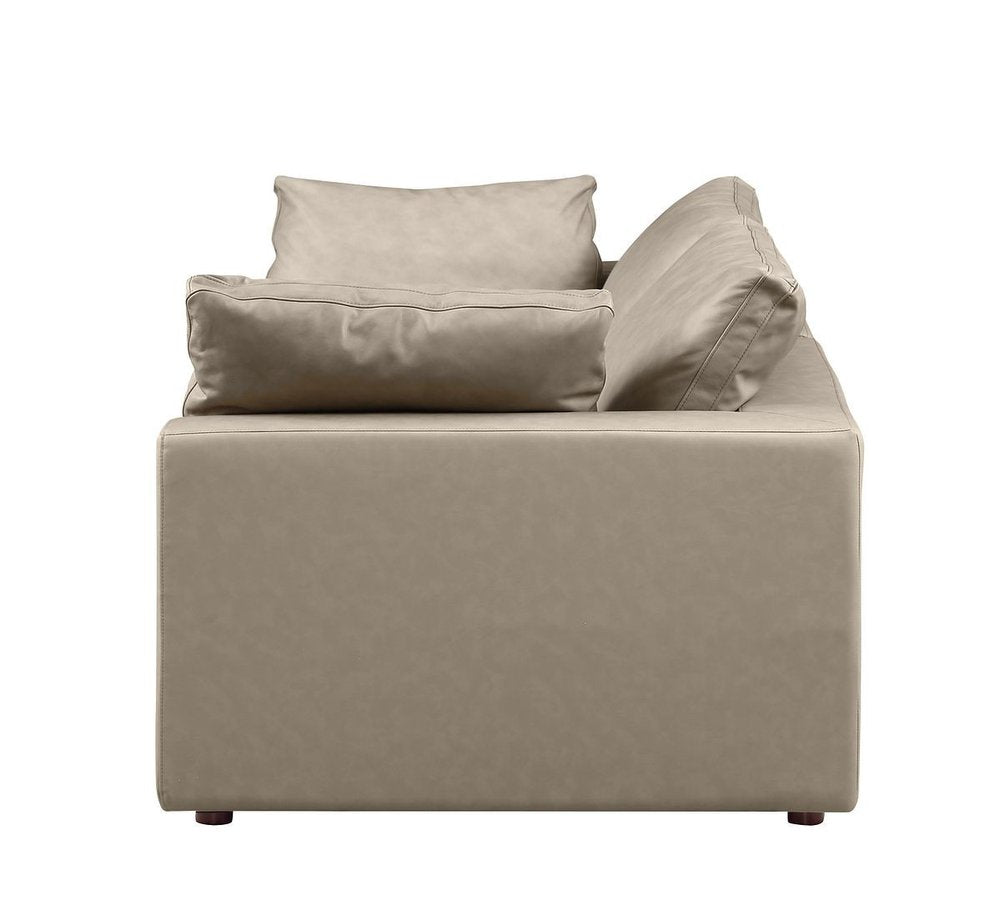86" Cream and Brown Cotton Blend Loveseat