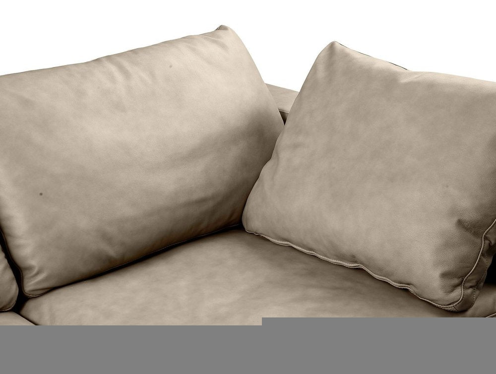 86" Cream and Brown Cotton Blend Loveseat