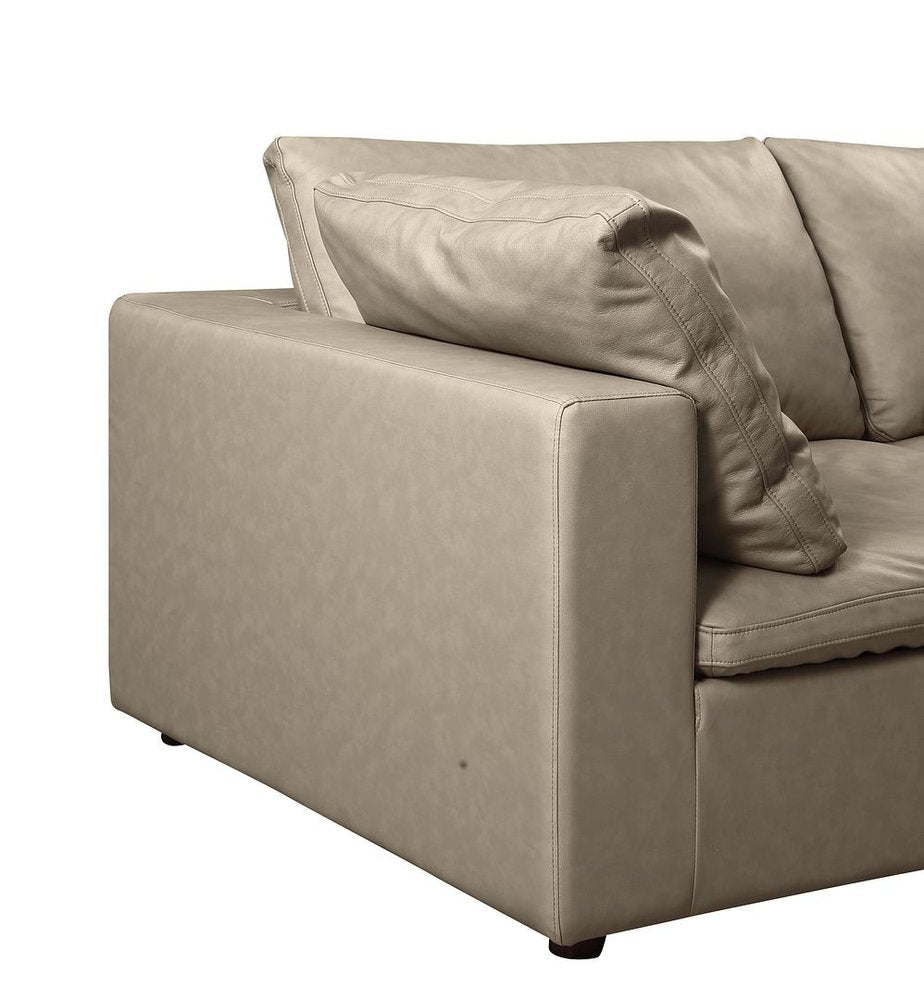 86" Cream and Brown Cotton Blend Loveseat
