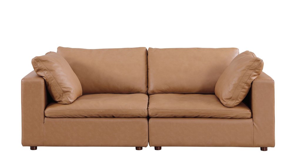86" Chestnut and Brown Italian Leather Loveseat