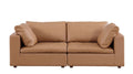86" Chestnut and Brown Italian Leather Loveseat