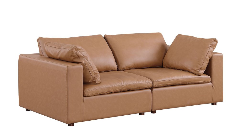 86" Chestnut and Brown Italian Leather Loveseat