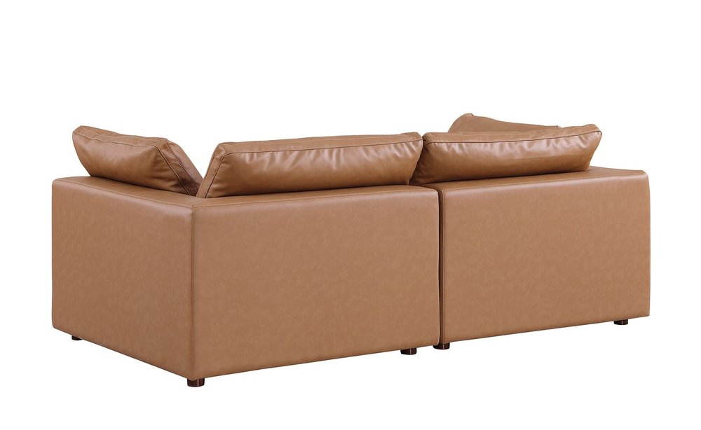 86" Chestnut and Brown Italian Leather Loveseat