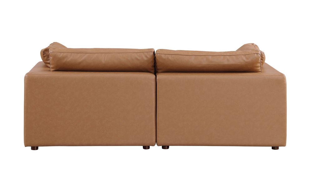 86" Chestnut and Brown Italian Leather Loveseat