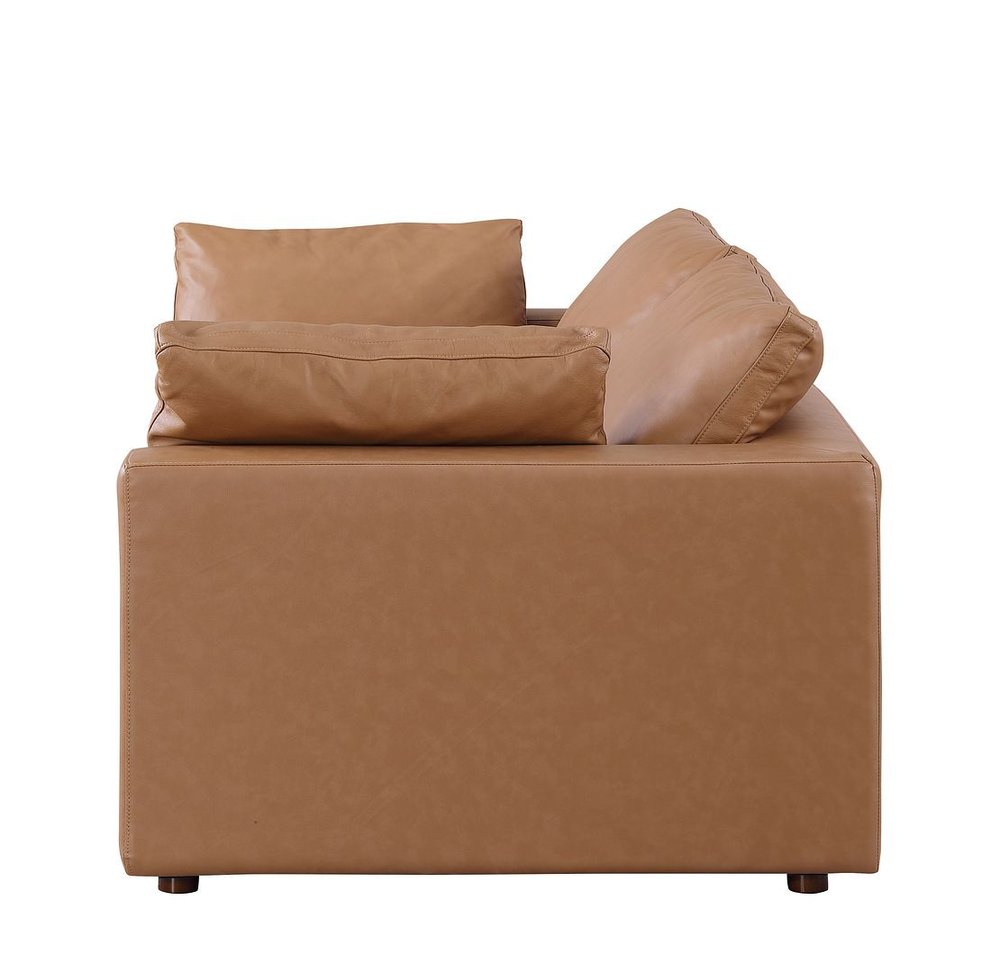 86" Chestnut and Brown Italian Leather Loveseat