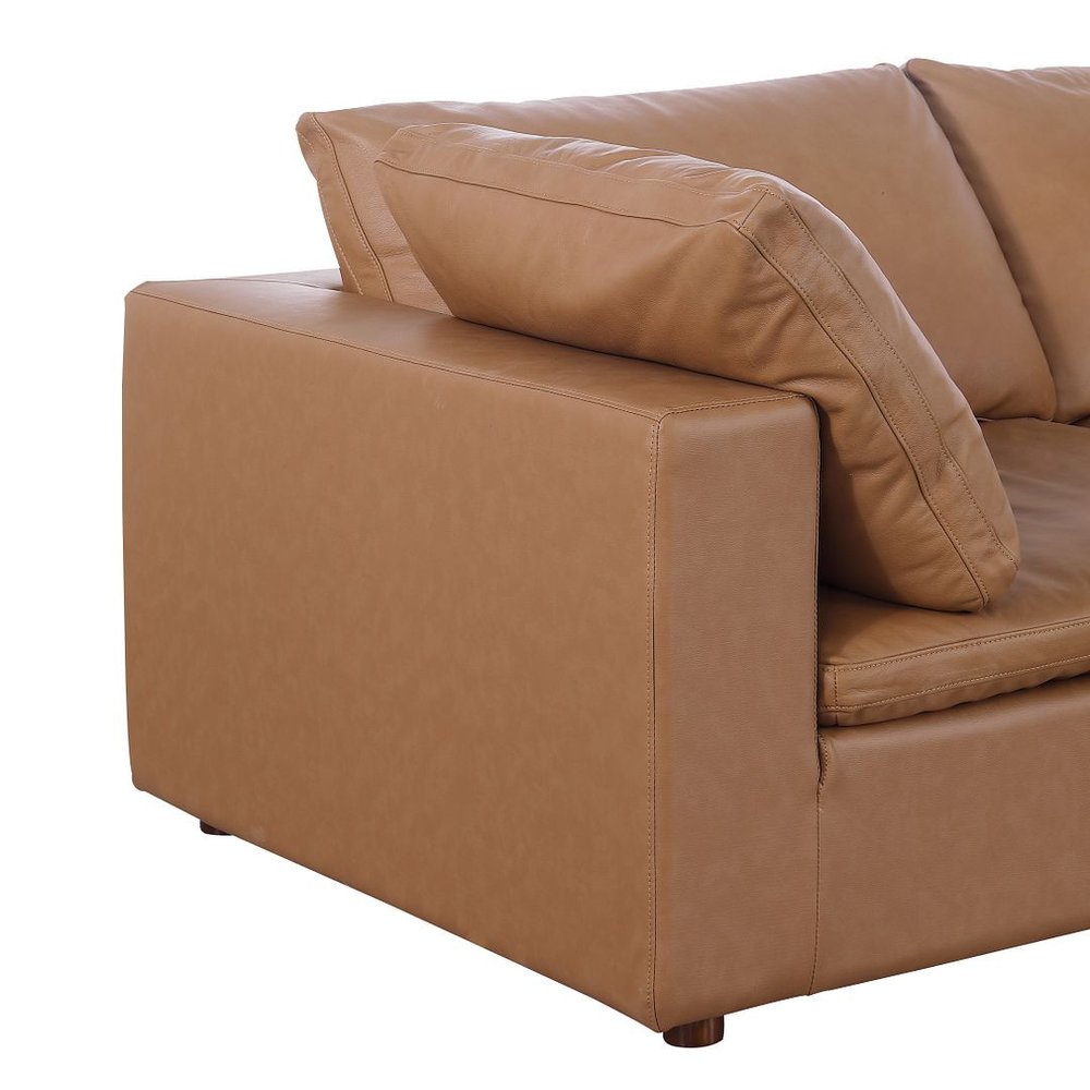 86" Chestnut and Brown Italian Leather Loveseat