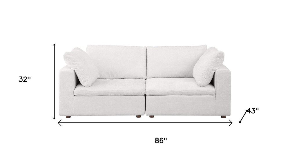 86" Pearl and Brown Italian Leather Loveseat