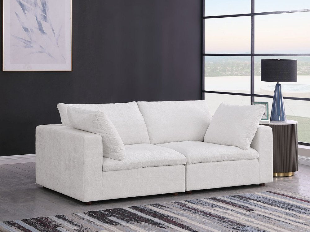 86" Pearl and Brown Italian Leather Loveseat