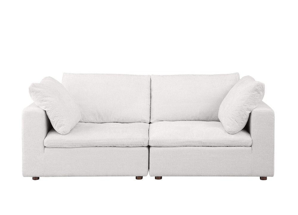 86" Pearl and Brown Italian Leather Loveseat