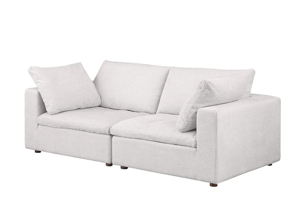 86" Pearl and Brown Italian Leather Loveseat