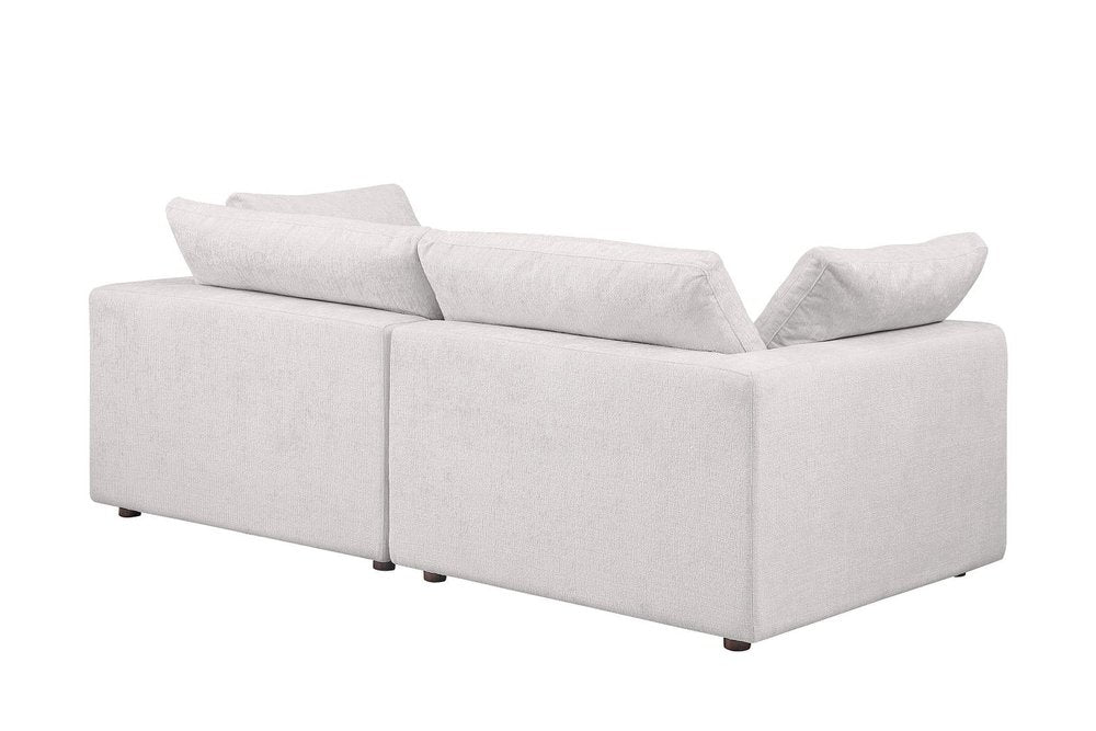 86" Pearl and Brown Italian Leather Loveseat