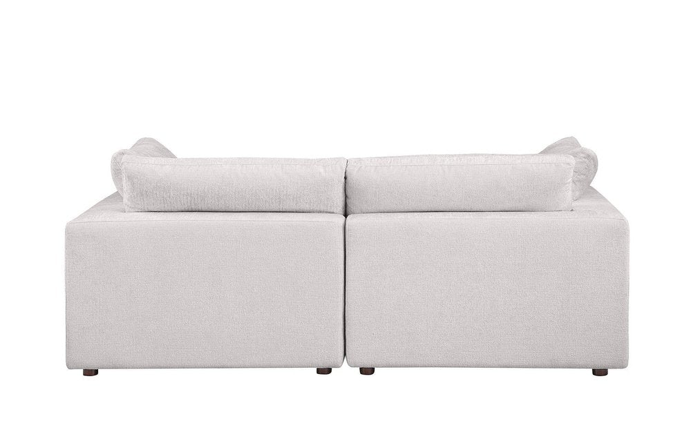86" Pearl and Brown Italian Leather Loveseat