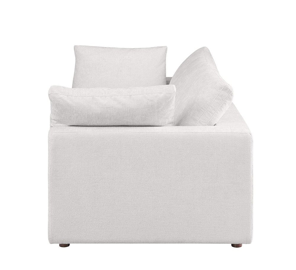 86" Pearl and Brown Italian Leather Loveseat