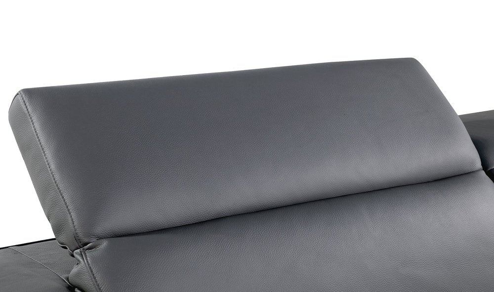 71" Dark Gray and Silver Italian Leather Loveseat