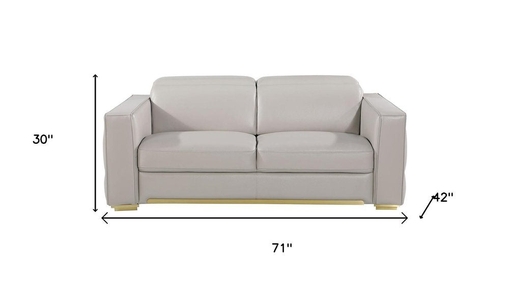 71" Dark Gray and Silver Italian Leather Loveseat