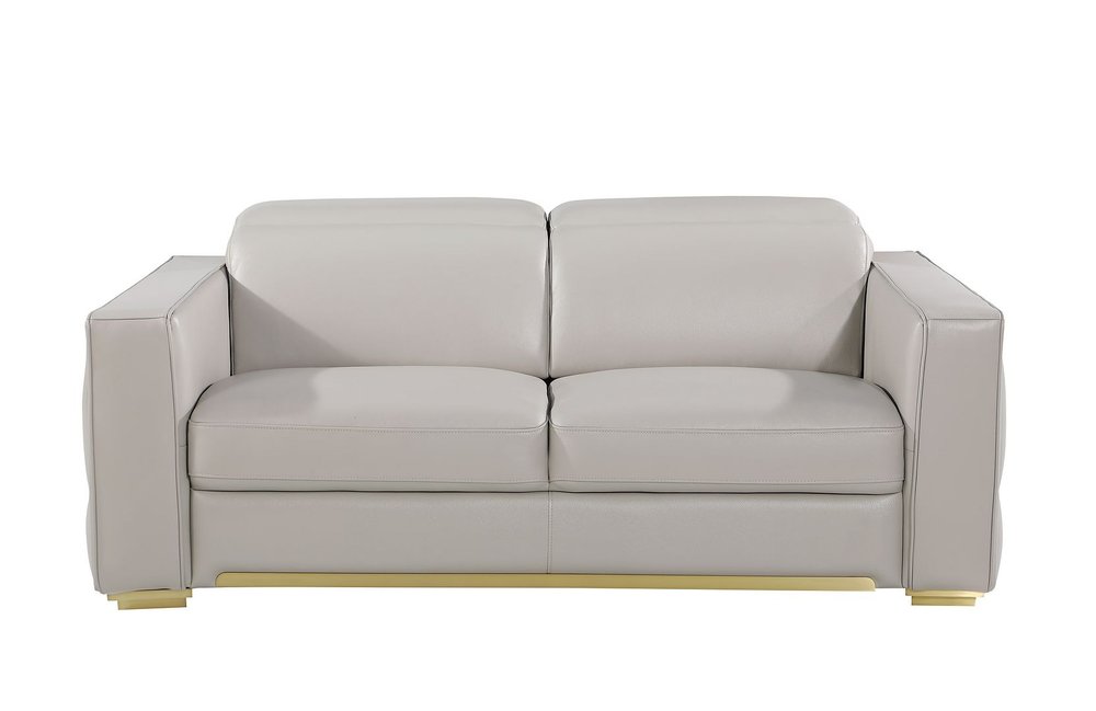 71" Dark Gray and Silver Italian Leather Loveseat