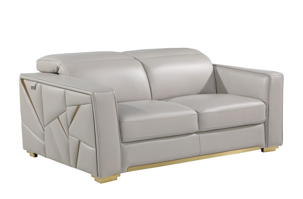 71" Dark Gray and Silver Italian Leather Loveseat