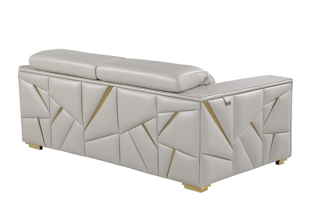 71" Dark Gray and Silver Italian Leather Loveseat