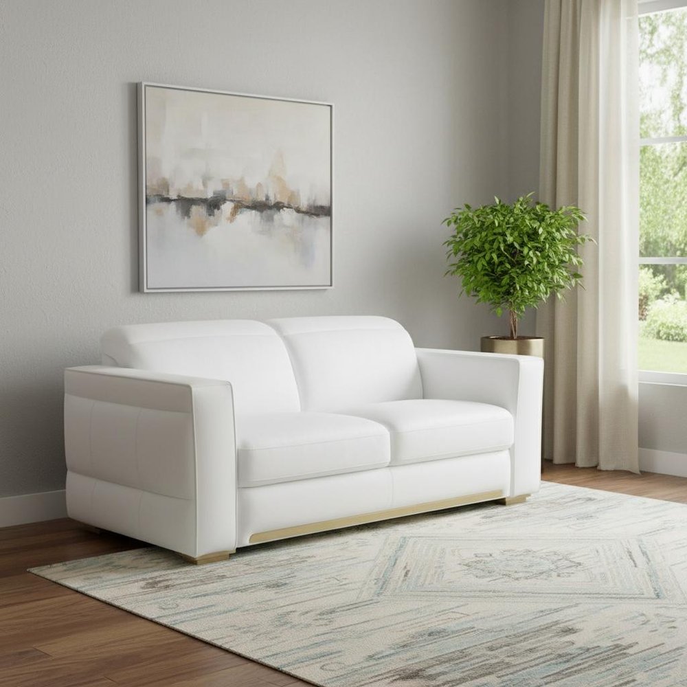 71" Dark Gray and Silver Italian Leather Loveseat
