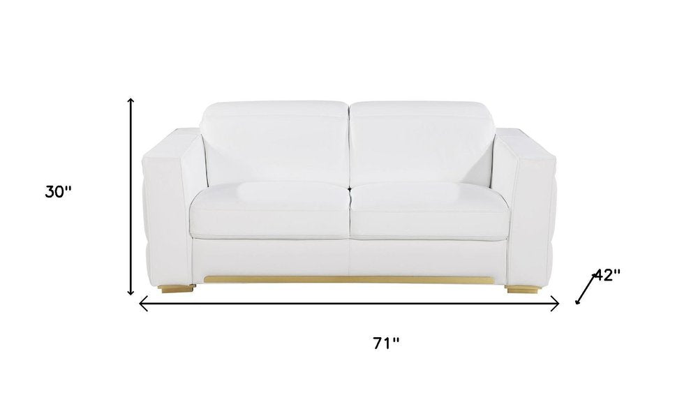 71" Dark Gray and Silver Italian Leather Loveseat