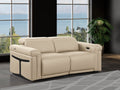73" Cream and Black Italian Leather Power Reclining Loveseat