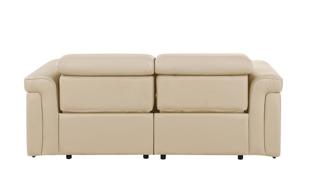 73" Cream and Black Italian Leather Power Reclining Loveseat