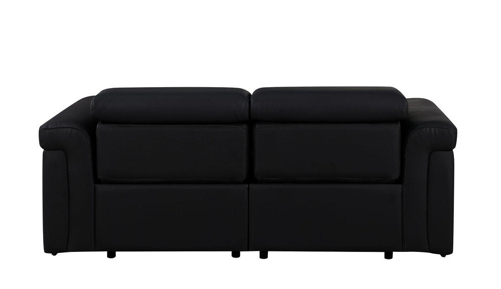 73" Black Italian Leather Power Reclining Loveseat