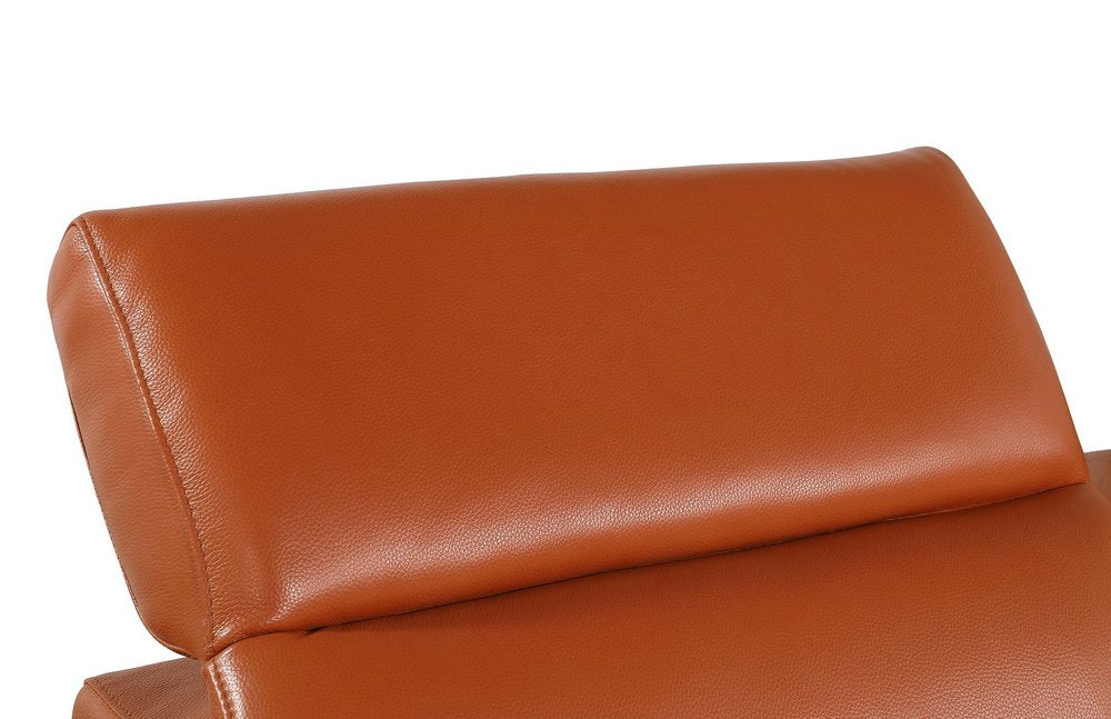 73" Orange and Black Italian Leather Power Reclining Loveseat
