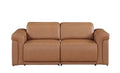 73" Chestnut and Black Italian Leather Power Reclining Loveseat