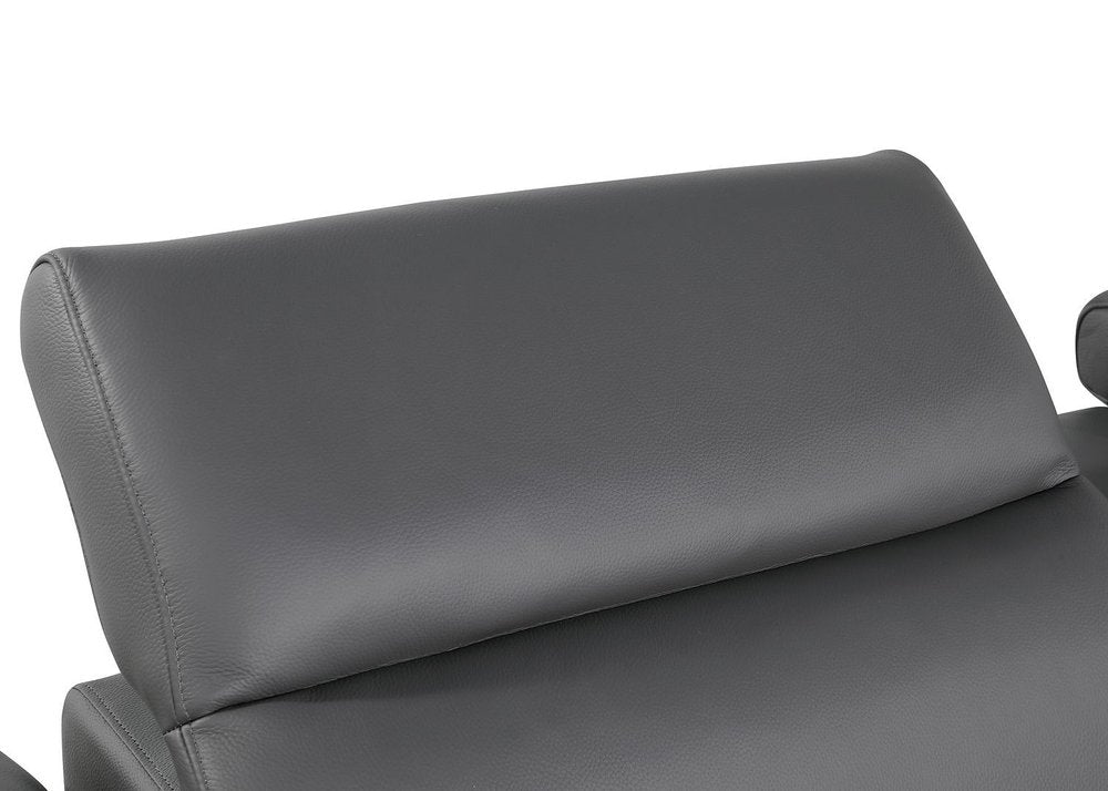 73" Dark Gray and Black Italian Leather Power Reclining Loveseat