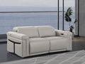 73" Light Gray and Black Italian Leather Power Reclining Loveseat
