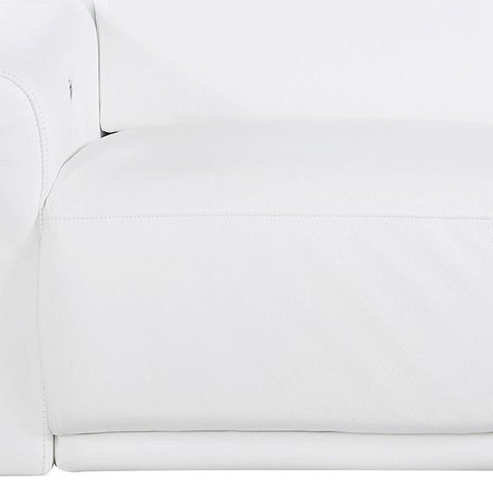 73" White and Black Italian Leather Power Reclining Loveseat