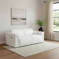 73" White and Black Italian Leather Power Reclining Loveseat