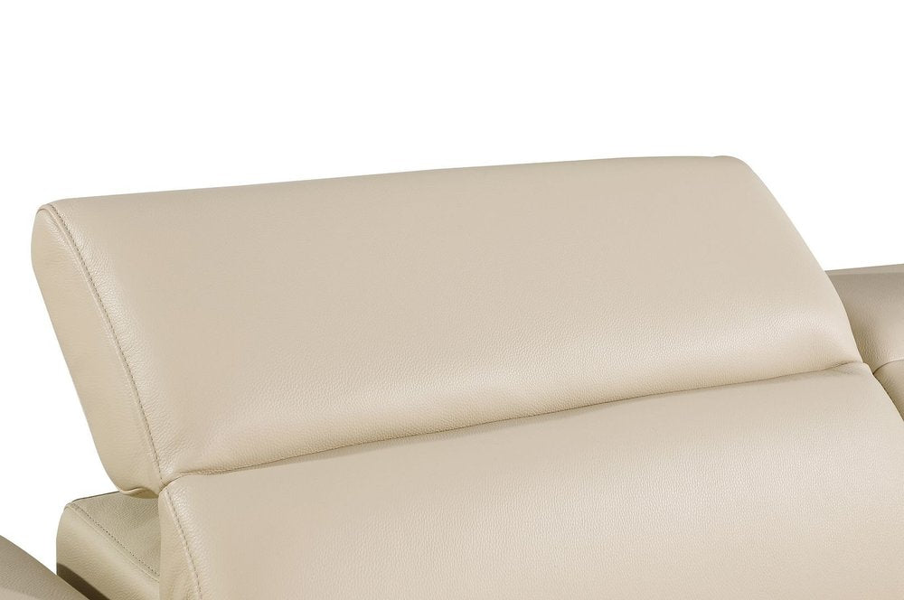 65" Cream and Black Italian Leather Power Reclining Loveseat