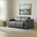 65" Dark Gray and Black Italian Leather Power Reclining Loveseat