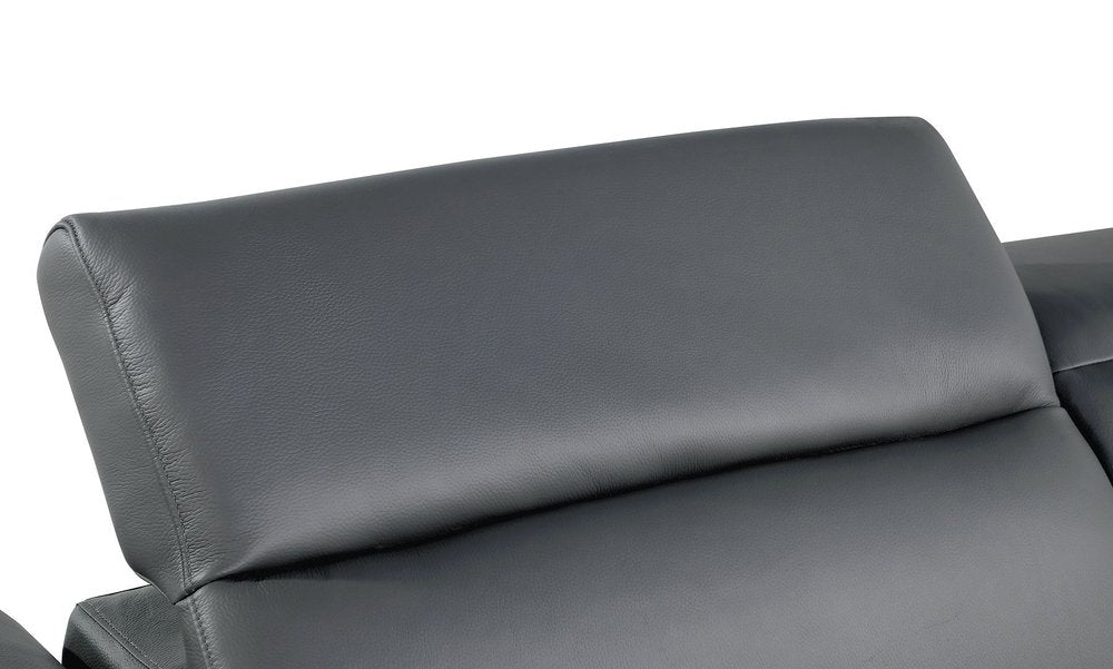 65" Dark Gray and Black Italian Leather Power Reclining Loveseat
