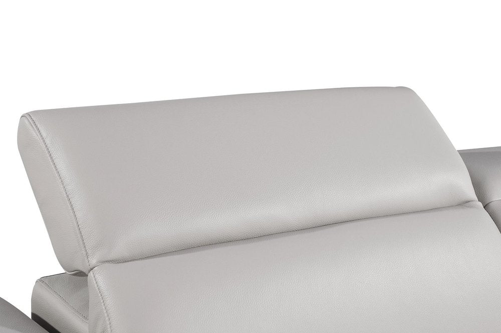 65" Light Gray and Black Italian Leather Power Reclining Loveseat