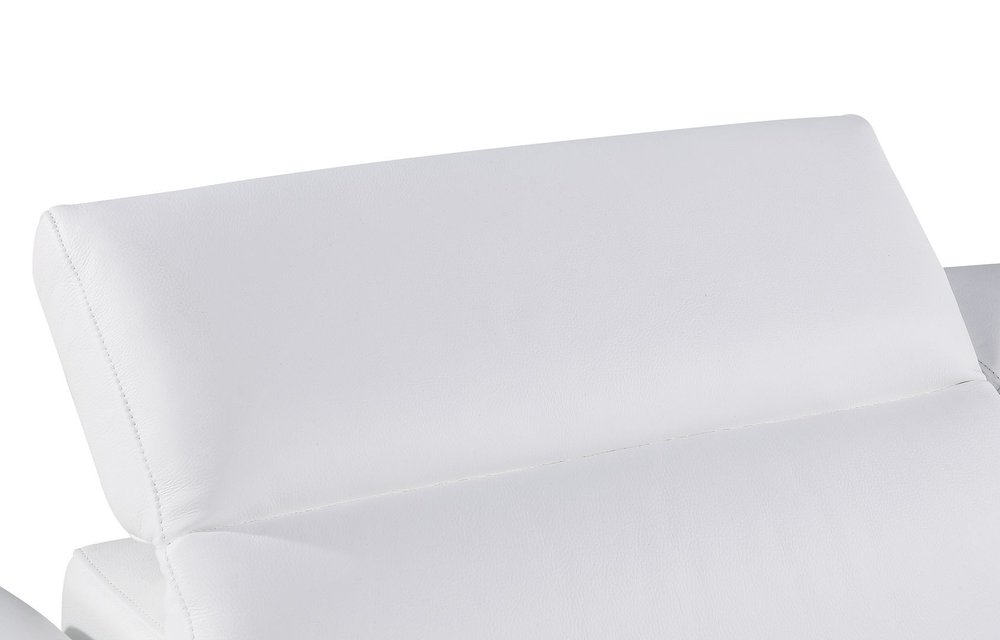 65" White and Black Italian Leather Power Reclining Loveseat