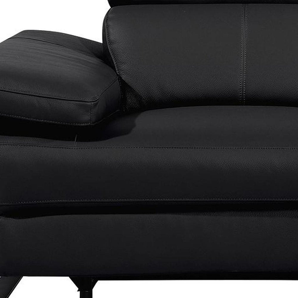 77" Black Italian Leather Power Reclining Loveseat