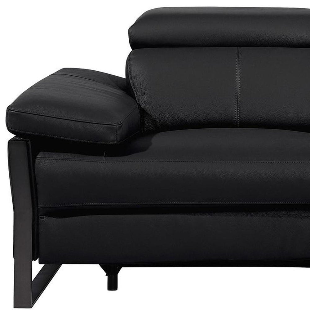 77" Black Italian Leather Power Reclining Loveseat