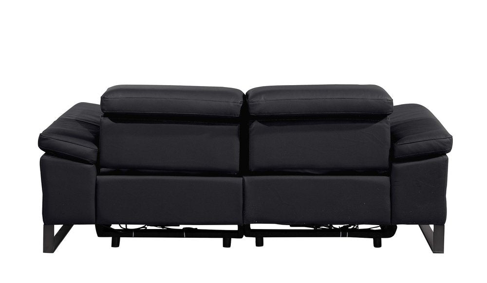 77" Black Italian Leather Power Reclining Loveseat