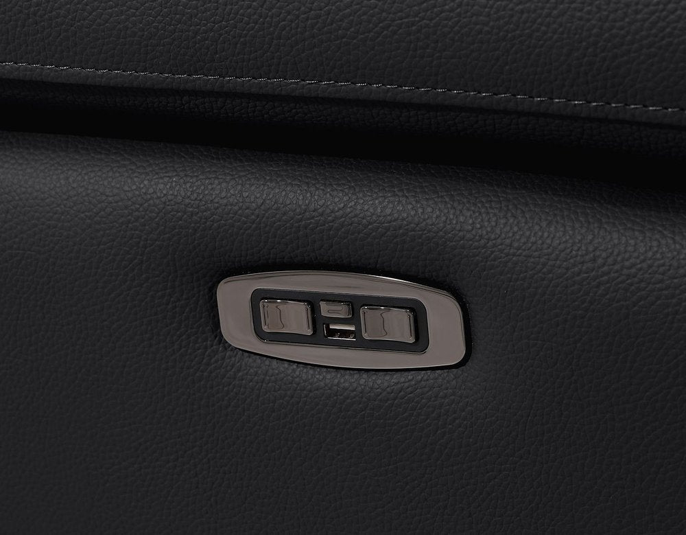 77" Black Italian Leather Power Reclining Loveseat