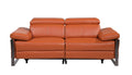 77" Orange and Black Italian Leather Power Reclining Loveseat