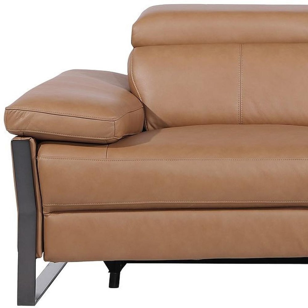 77" Chestnut and Black Italian Leather Power Reclining Loveseat