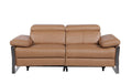 77" Chestnut and Black Italian Leather Power Reclining Loveseat
